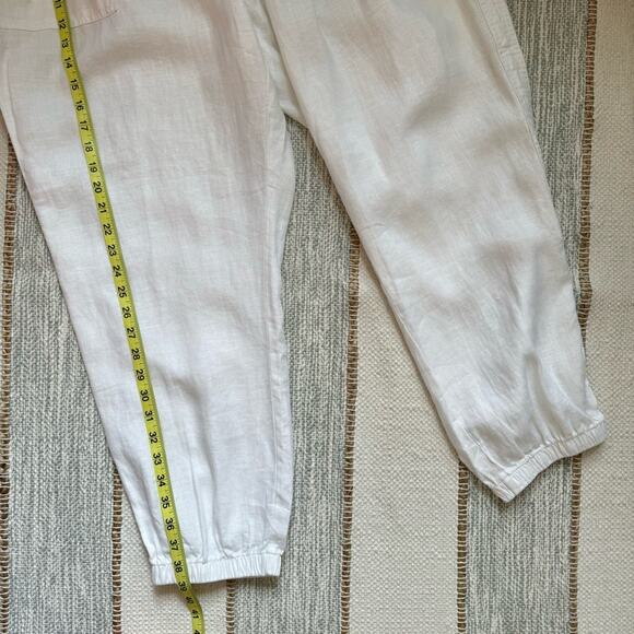 Athleta Cabo White 100% Linen High Rise Cropped Joggers Women’s Size 20 - Picture 9 of 15